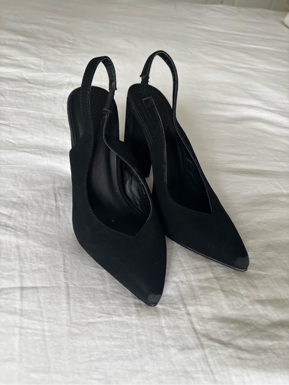 Charlotte Russe Black Pointed Slingback Block Heels